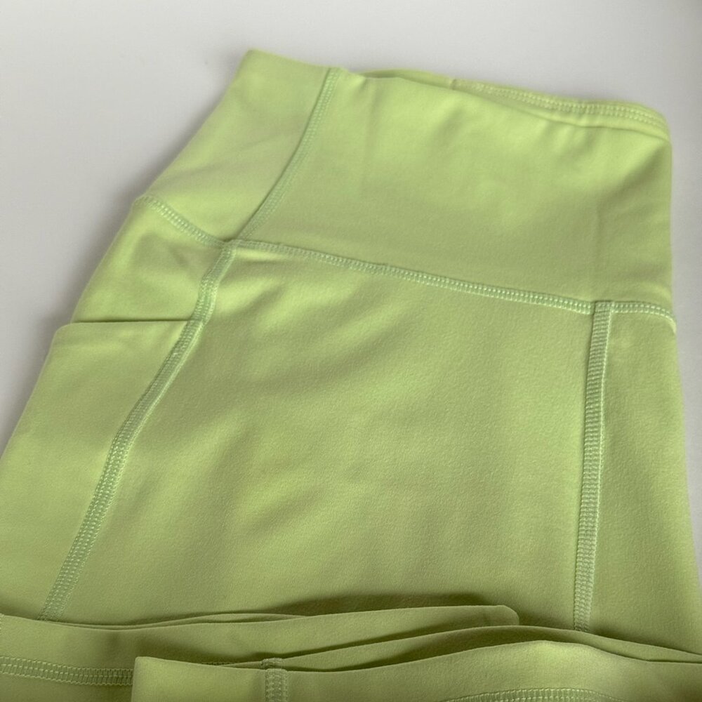 FIGS High Waisted Biker Shorts, Neon Green with Pockets Size M - Picture 4 of 6